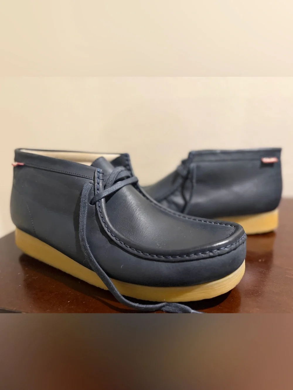 Clarks Originals Wallabee Boot Navy Leather Crepe Sole Men’s Size 12
